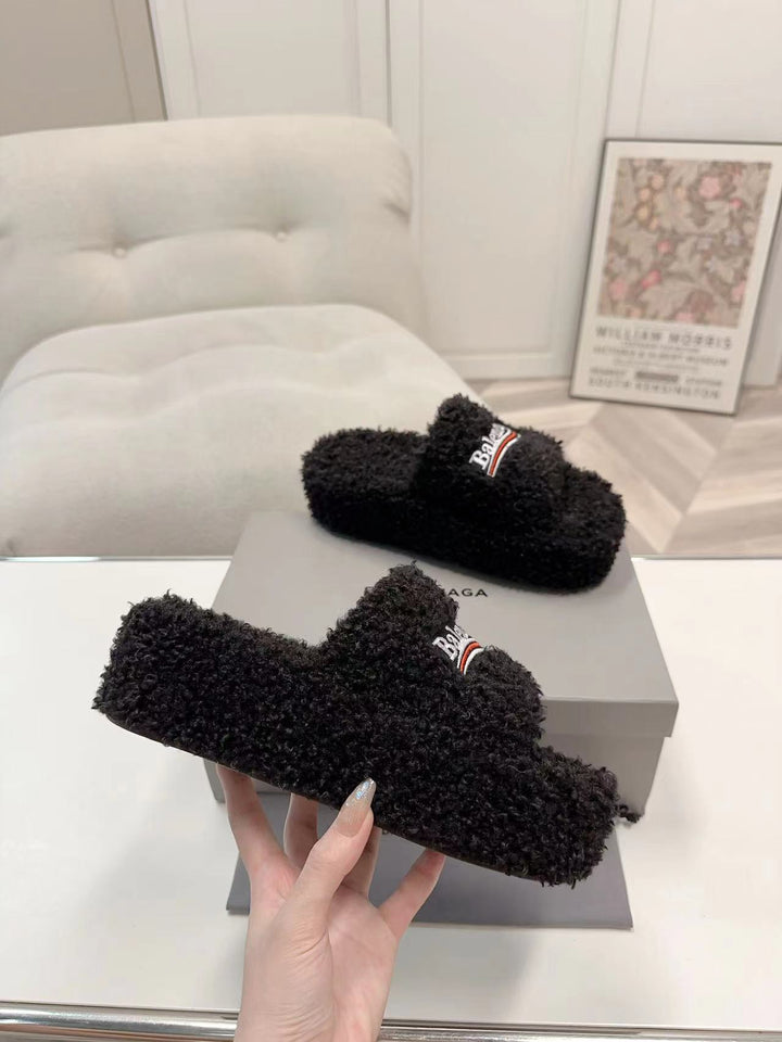 Balenciaga Furry Pool Slide – Where Luxury Meets Comfort